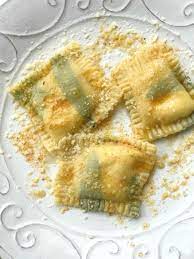 four cheese ravioli with herb embedded