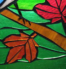 Fall Maple Leaves Stained Glass Mosaic