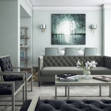 gray walls with blue furniture living