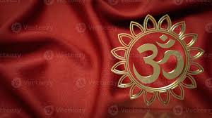 the gold ohm hindu symbol on red silk