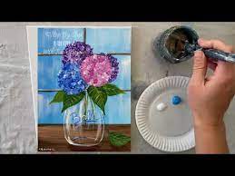 How To Paint Hydrangea Mason Jar With