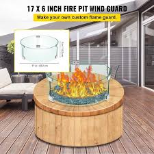 Vevor Fire Pit Wind Guard 17 X 17 X 6 In Glass Flame Guard 0 25 In Thick Glass Shield With Aluminum Alloy Feet Fire Table Clear