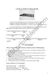 cause or effect paragraph esl worksheet by htc immoral 