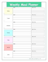 Weekly Meal Plan Templates Free Planner Template Family Menu Food