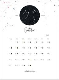 Moon Phases Wall Calendar October 2018 Calendar Wallpaper