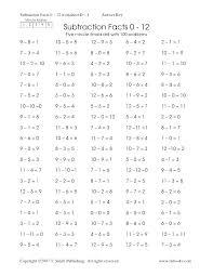 Basic Addition And Subtraction Facts Subtraction Basic Facts
