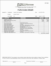H O M E S P O System Sample Document Purchase Order Work